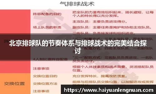 北京排球队的节奏体系与排球战术的完美结合探讨